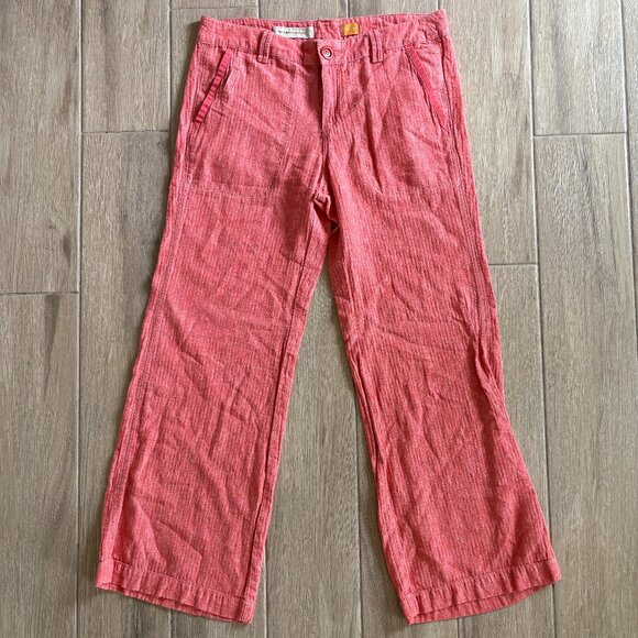 Pilcro and the Letterpress Pants - Pilcro Linen Blend Pants Women's 10 Salmon Pink Wide Leg Boho Summer
